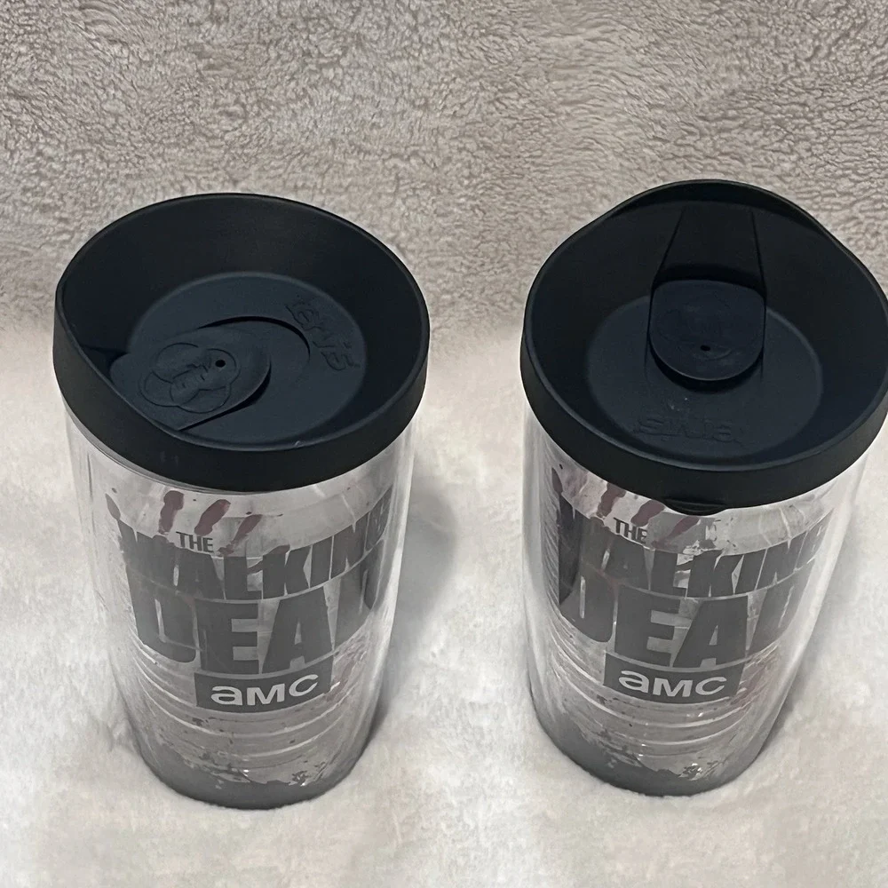 Tervis Tumbler RARE The Walking Dead 16oz Insulated Cup &‎ Lid 2014 EC Lot Of 2